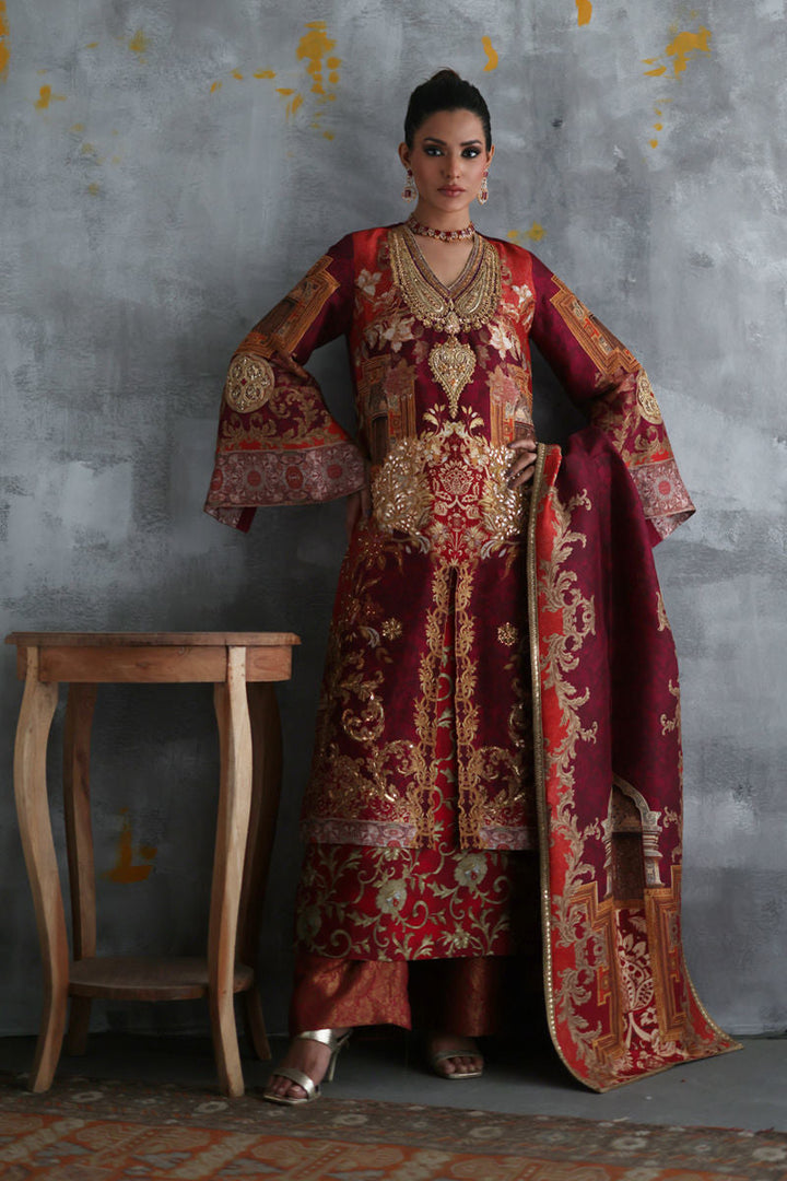 Shamaeel - Crimson-4 - Sheesha Silk/Brocade