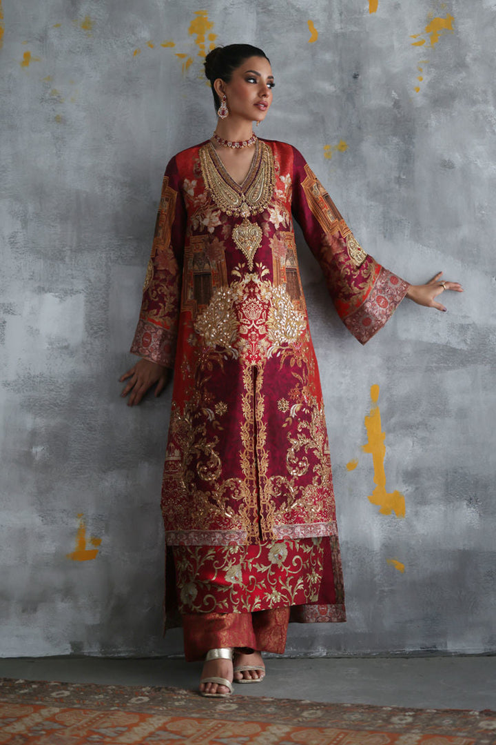 Shamaeel - Crimson-4 - Sheesha Silk/Brocade