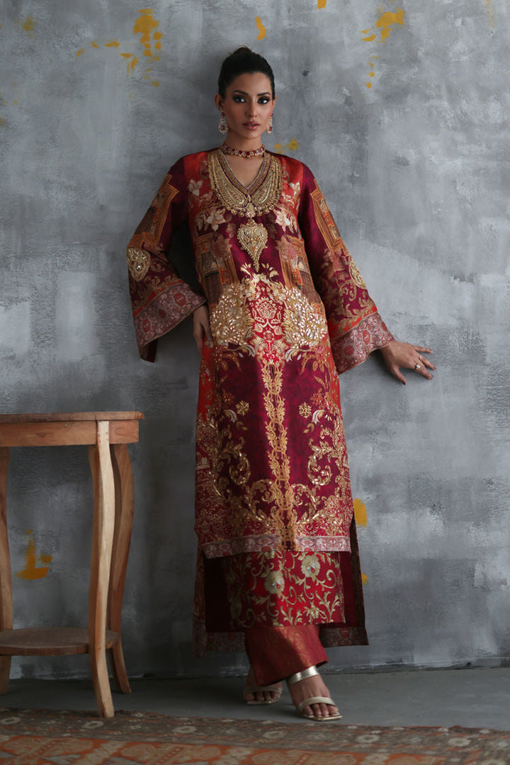 Shamaeel - Crimson-4 - Sheesha Silk/Brocade