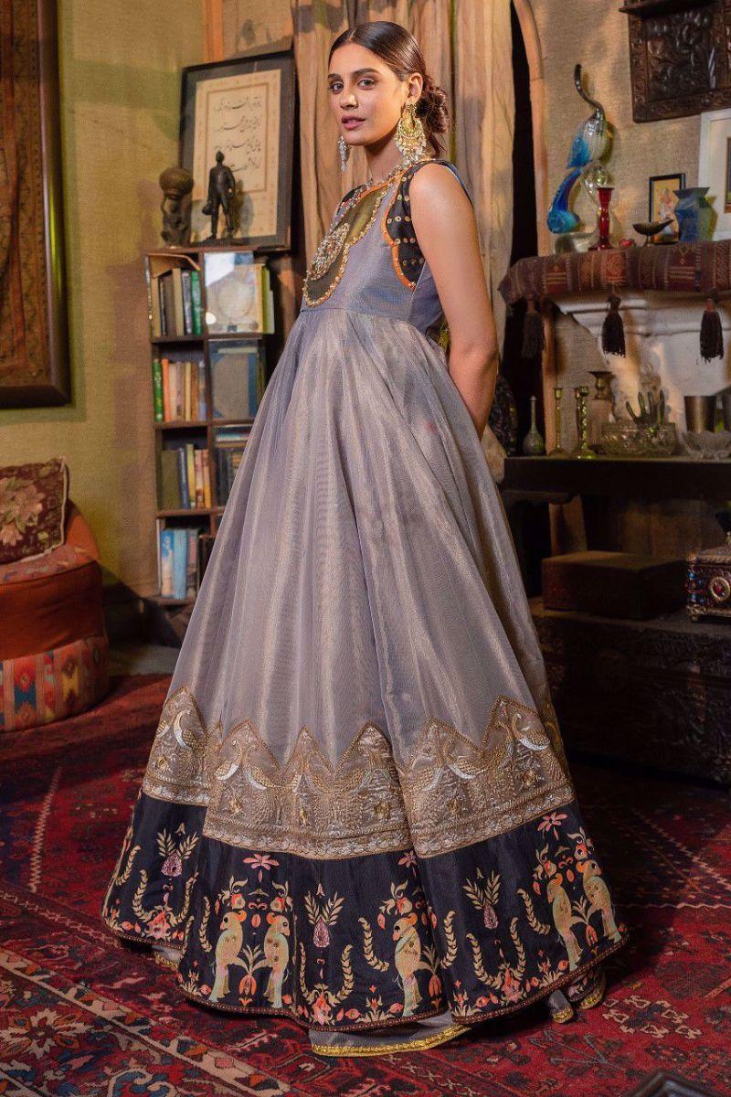 Zahra Ahmad - EB-86 - Gray - Pishwas