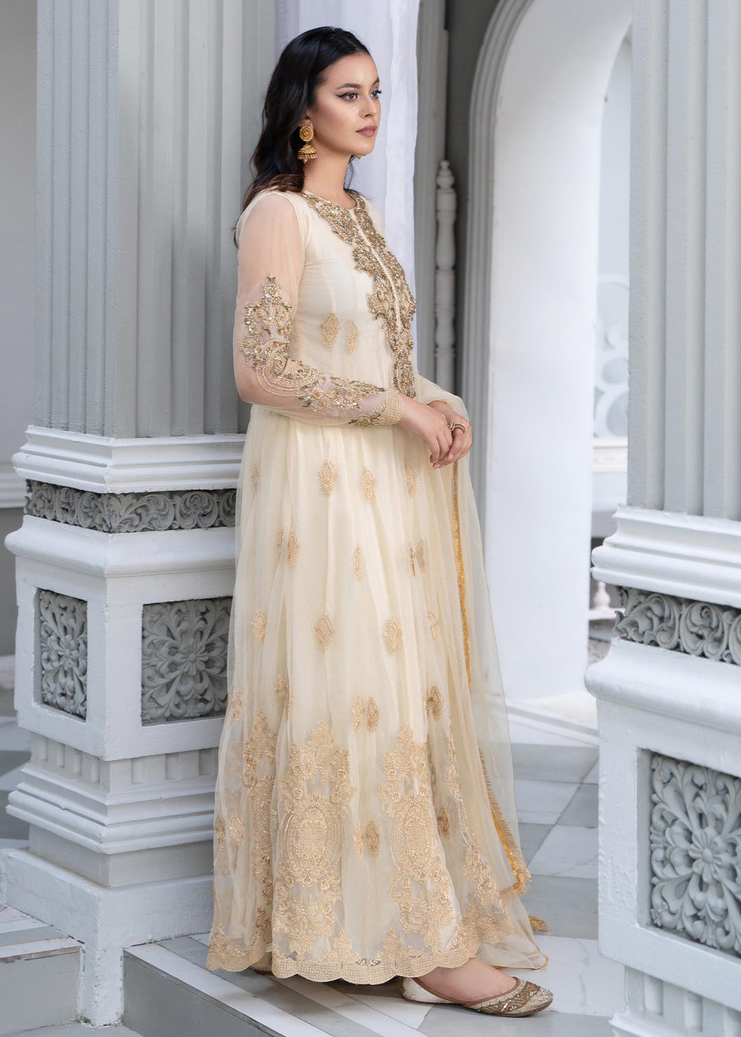 Laleen Zora Pishwas Ivory 3 Piece