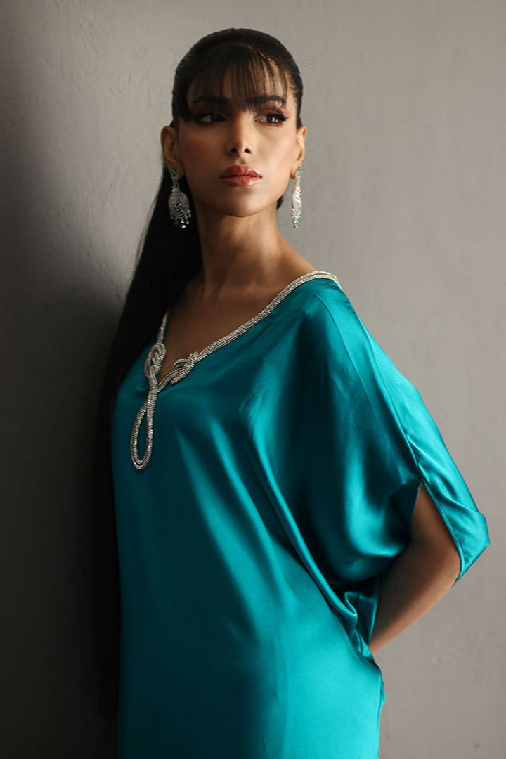 Deepak Perwani - Drs1136 - Charmeuse - Emerald - 1 Piece