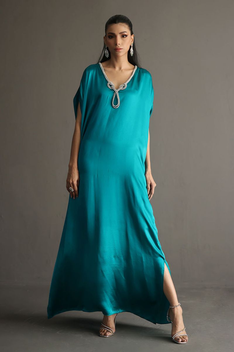 Deepak Perwani - Drs1136 - Charmeuse - Emerald - 1 Piece