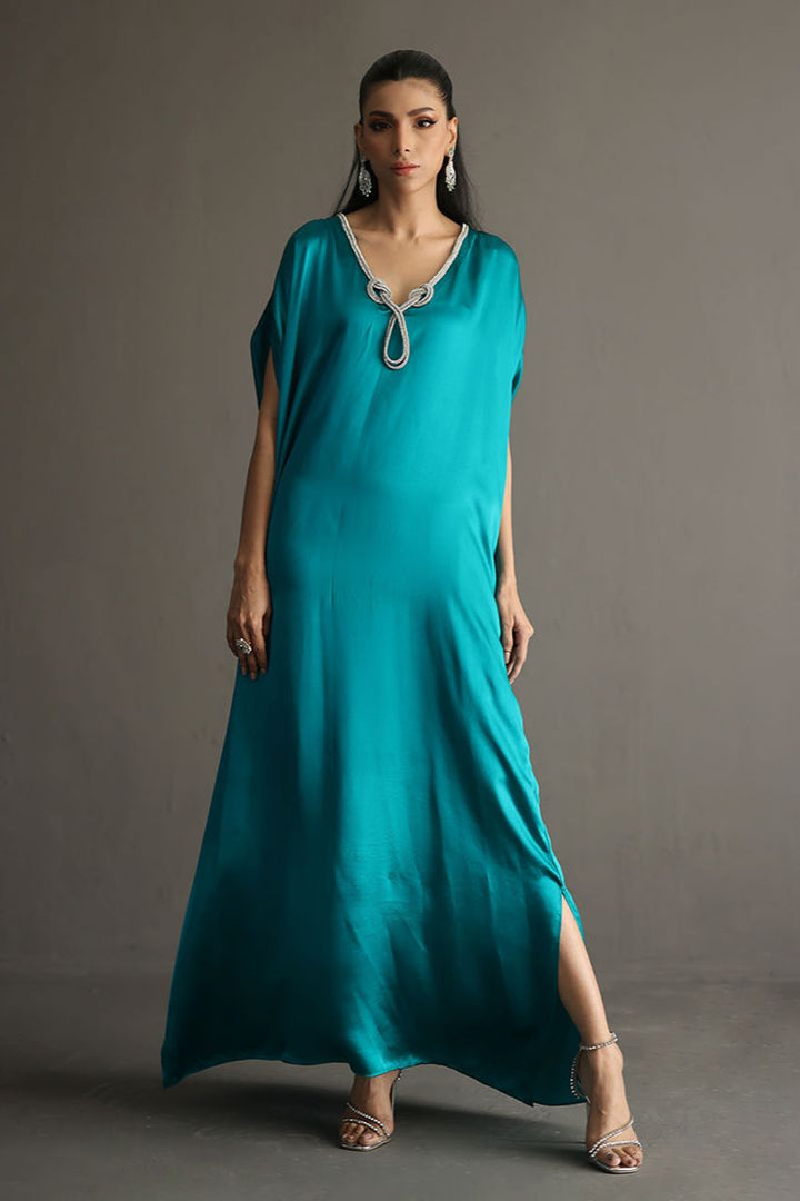 Deepak Perwani - Drs1136 - Charmeuse - Emerald - 1 Piece