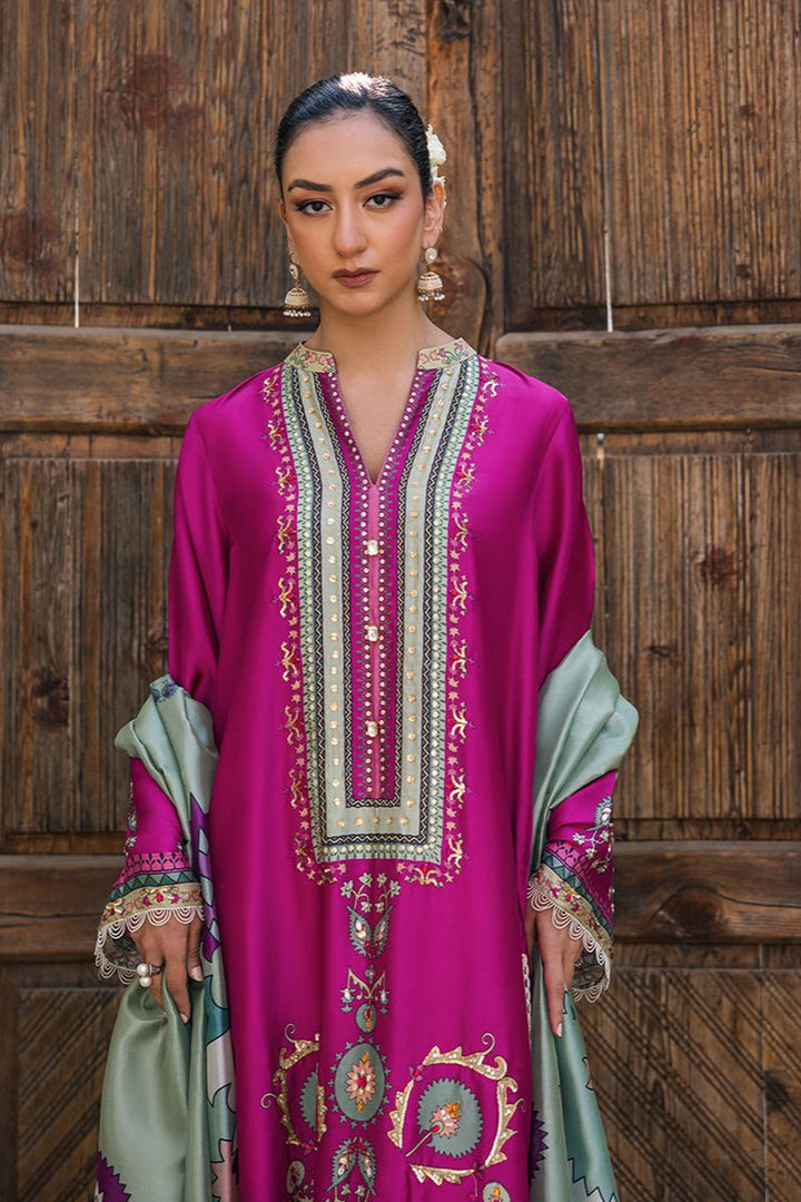 Deepak Perwani - KUD05 - Pure Silk - Magenta - 3 Piece