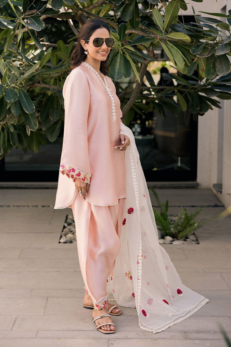 Deepak Perwani - Kut318 - Shisha Silk - Ethereal Rose Pink - 3 Piece