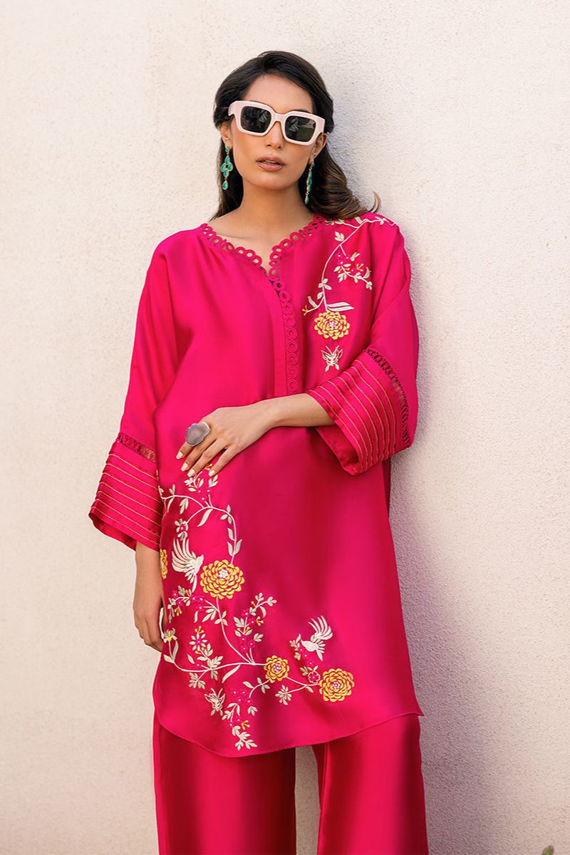 Deepak Perwani - Kut319 - Shisha Silk -  Vibrant Fuchsia - 2 Piece