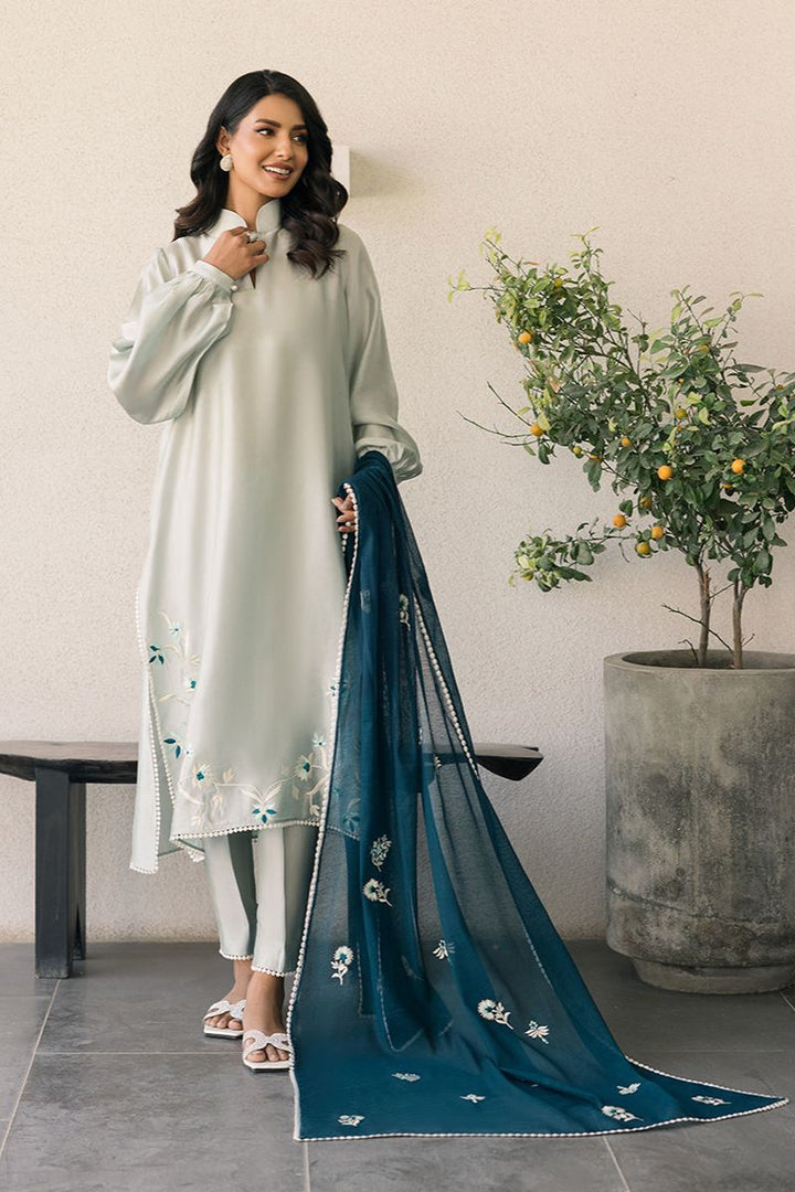 Deepak Perwani - Kut323 - Shisha Silk - Pale Turquoise - 3 Piece