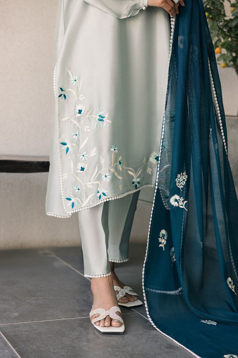 Deepak Perwani - Kut323 - Shisha Silk - Pale Turquoise - 3 Piece