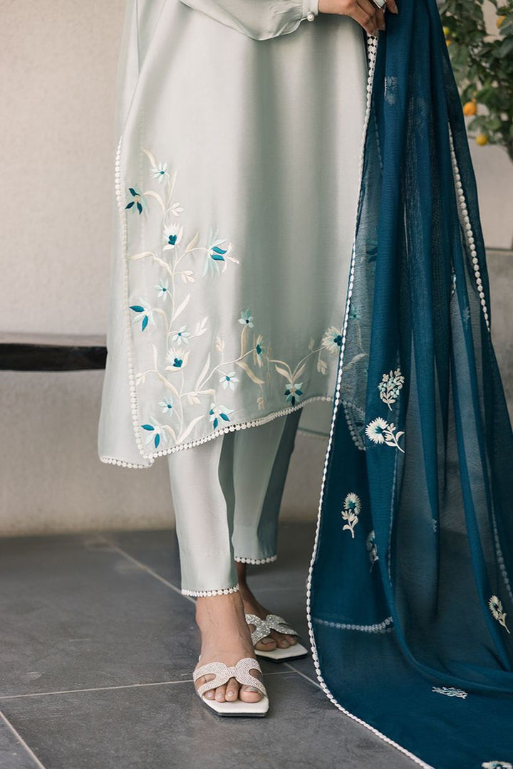 Deepak Perwani - Kut323 - Shisha Silk - Pale Turquoise - 3 Piece