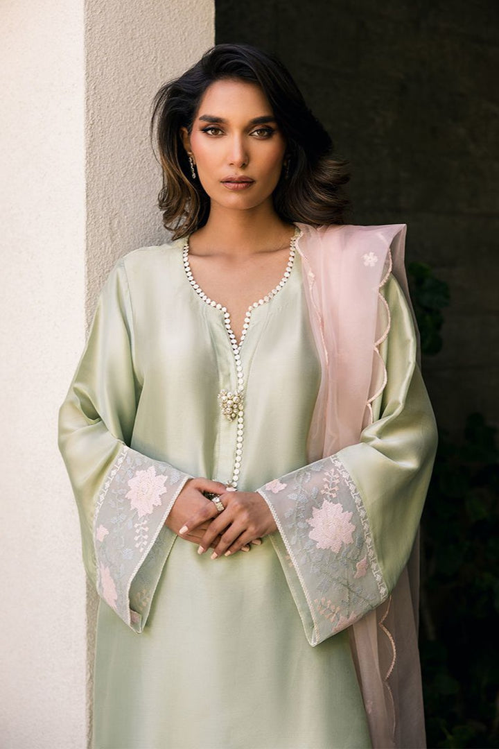 Deepak Perwani - Kut329 - Silk - Mint Green - 3 Piece