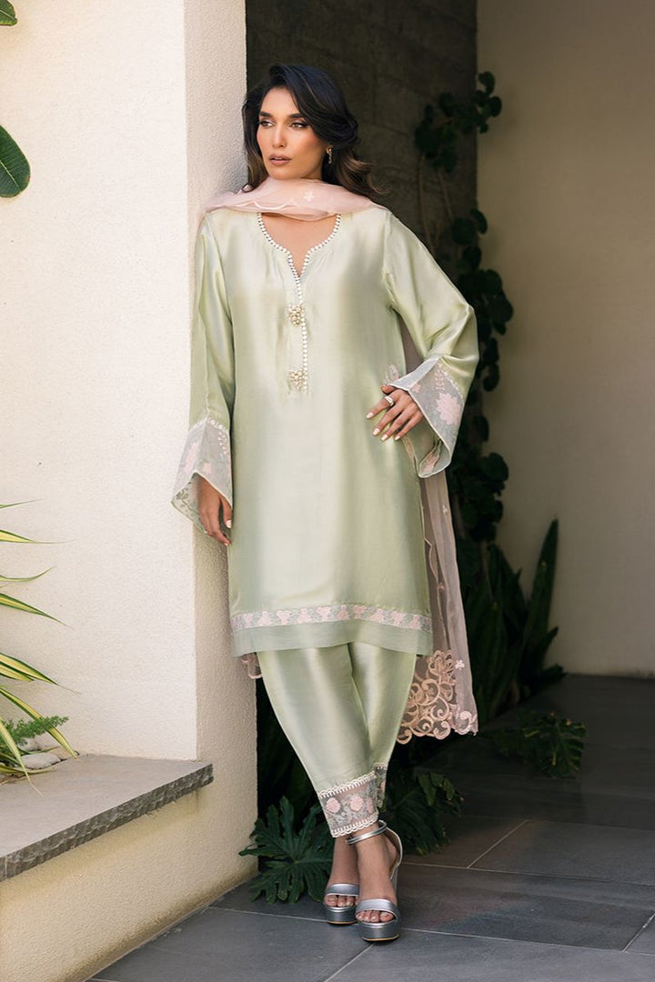Deepak Perwani - Kut329 - Silk - Mint Green - 3 Piece