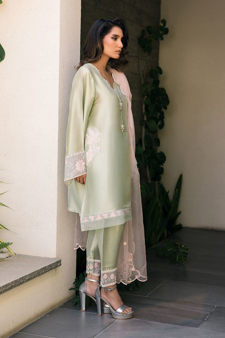 Deepak Perwani - Kut329 - Silk - Mint Green - 3 Piece
