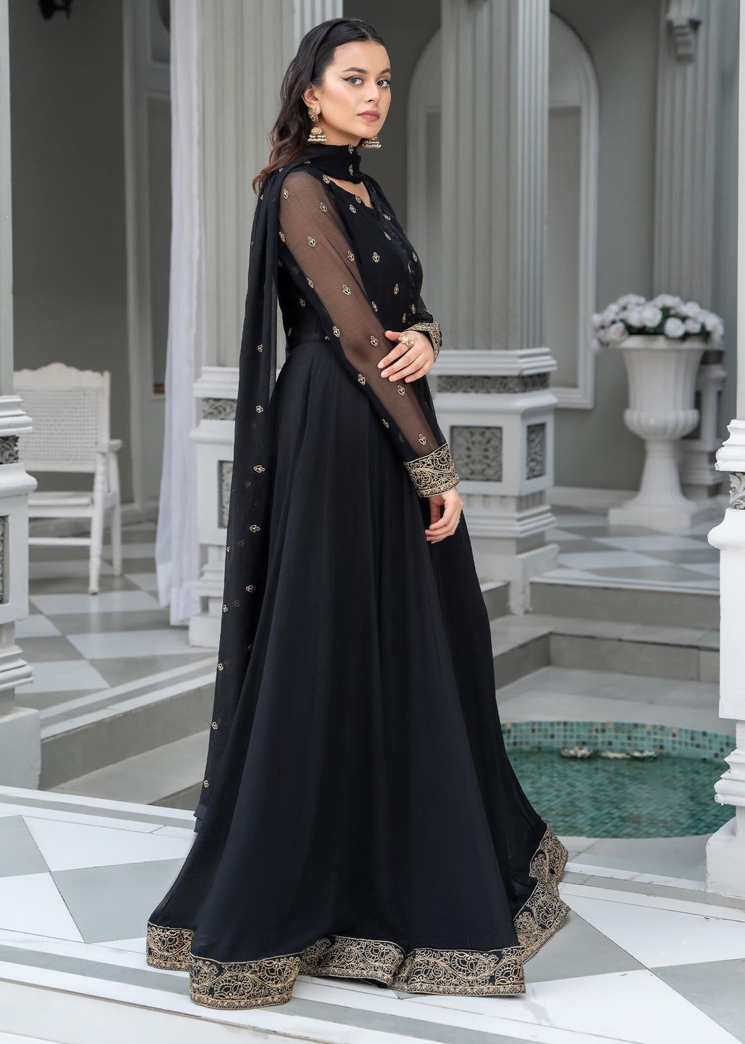 Laleen Kaira Pishwas Black 3 Piece