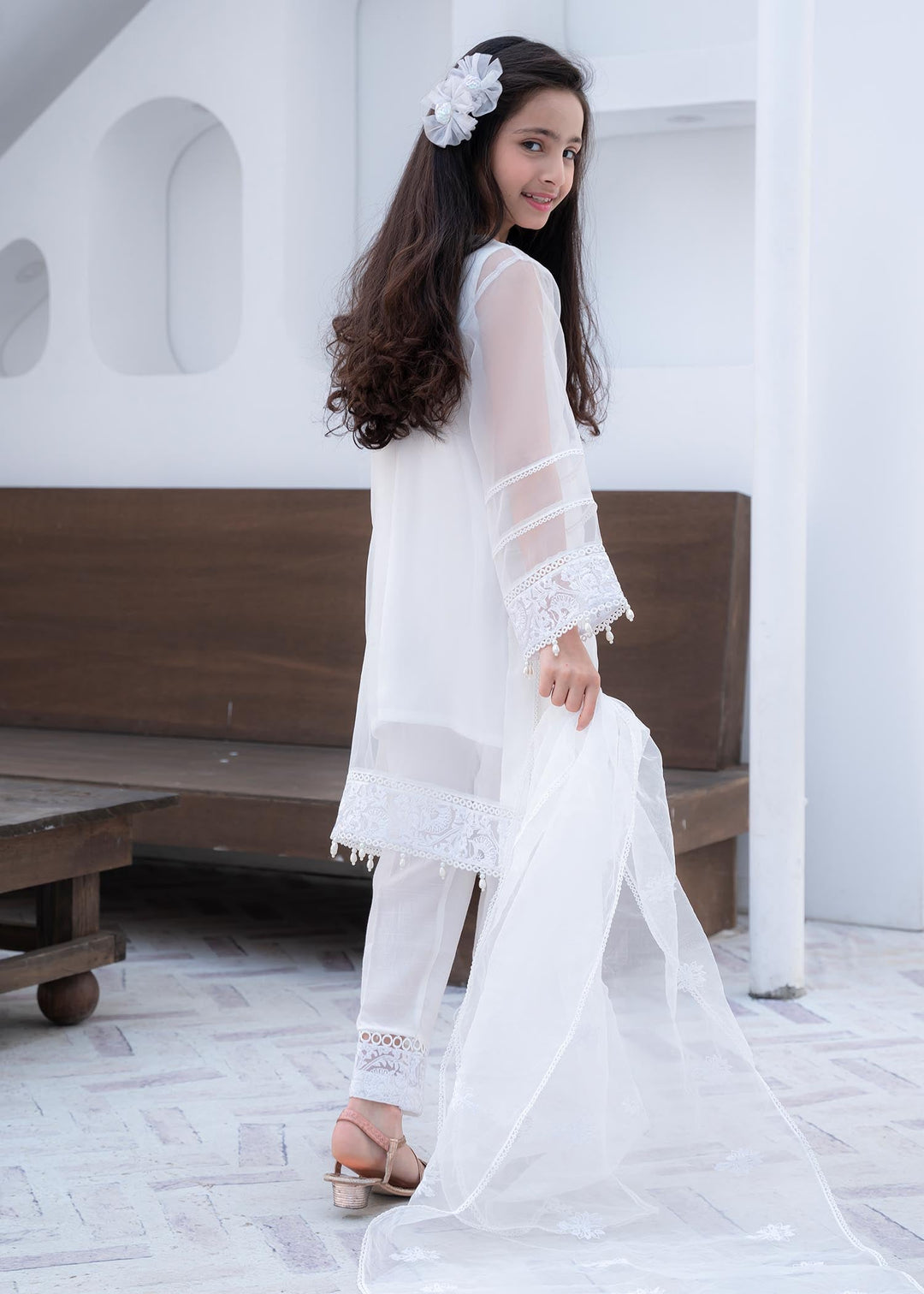Laleen Haya kids - White 3 Piece Suit