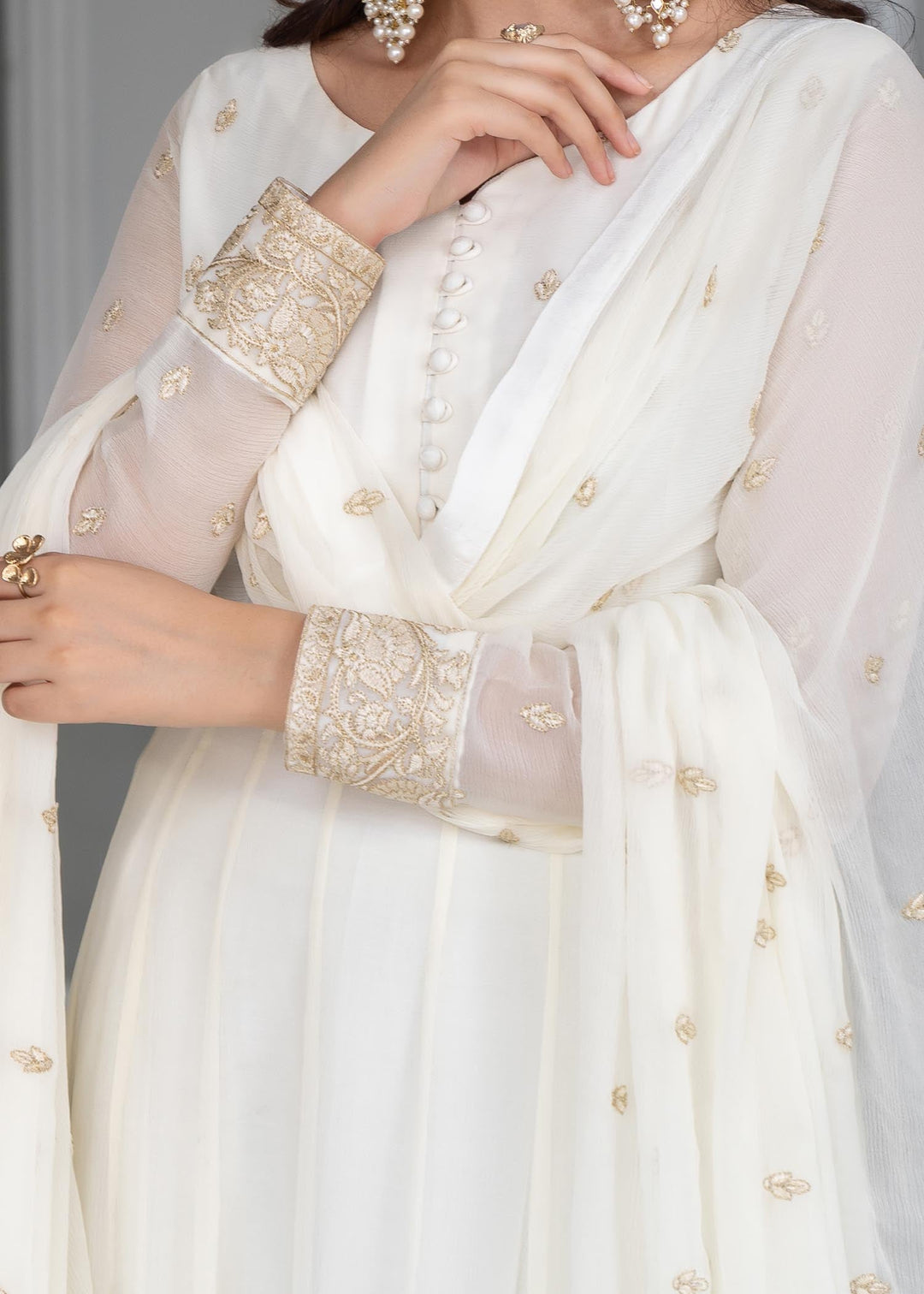 Laleen Sufiya Pishwas White 3 Piece