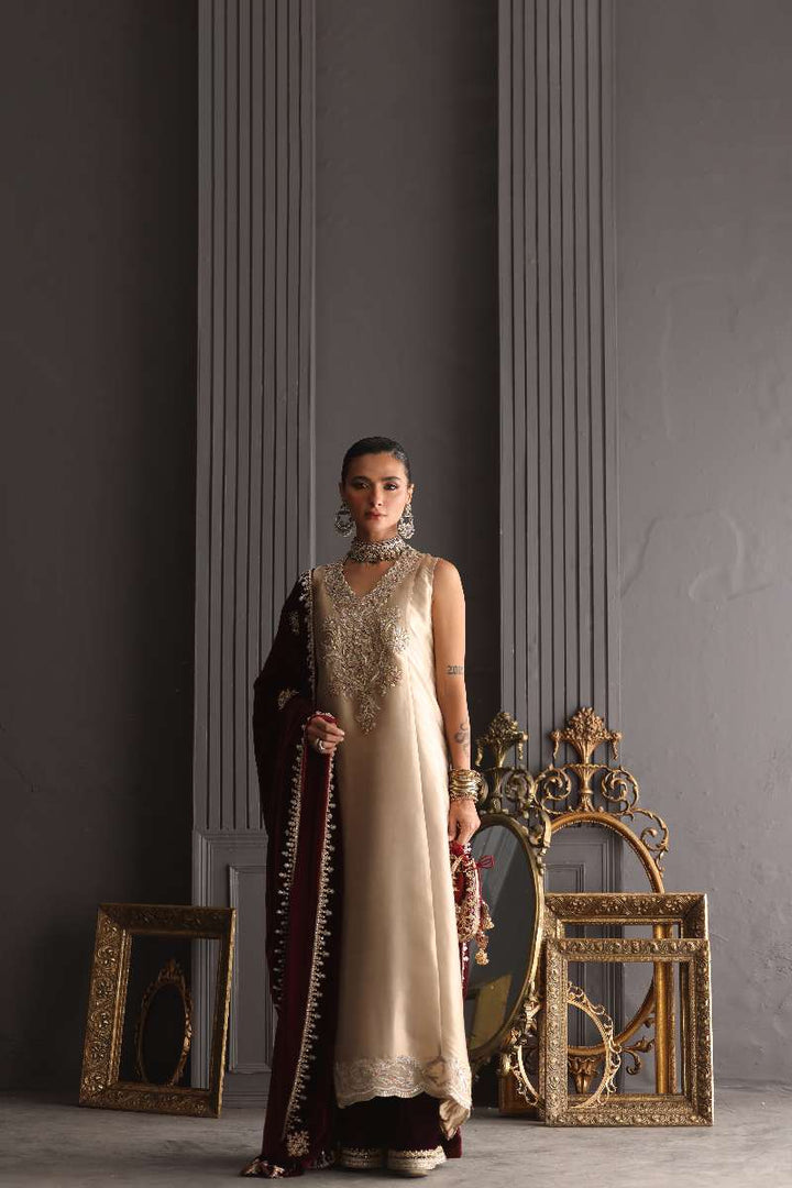 Deepak Perwani - Chiffon & Pure Raw Silk Formal Suit For Women - 3 Piece