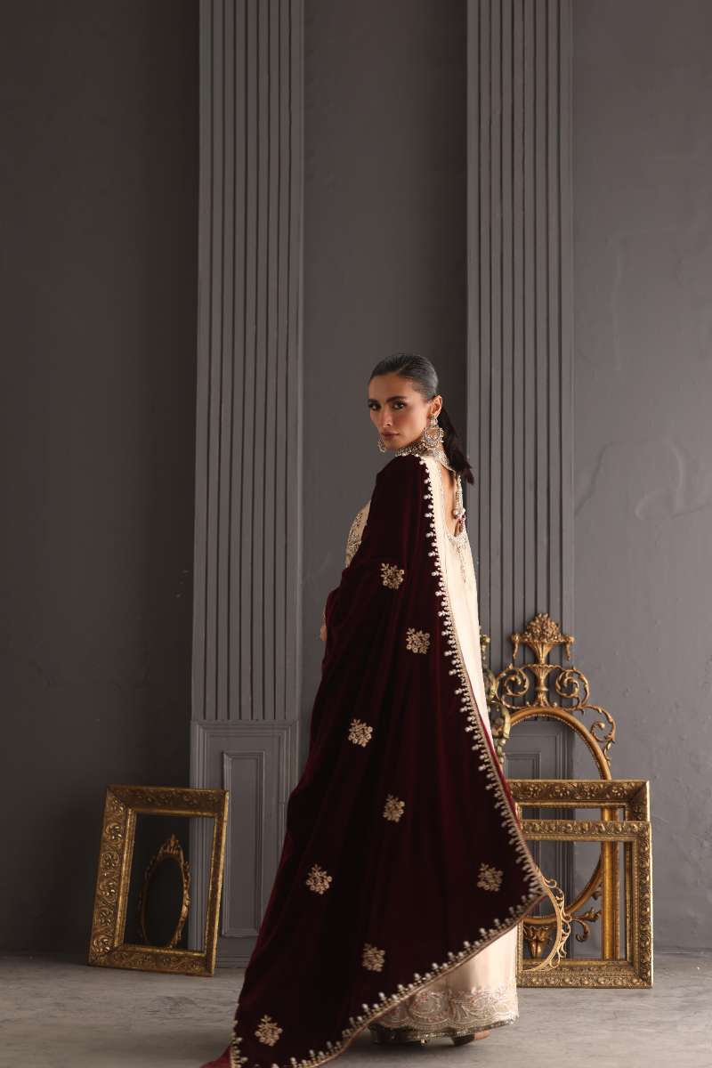 Deepak Perwani - Chiffon & Pure Raw Silk Formal Suit For Women - 3 Piece