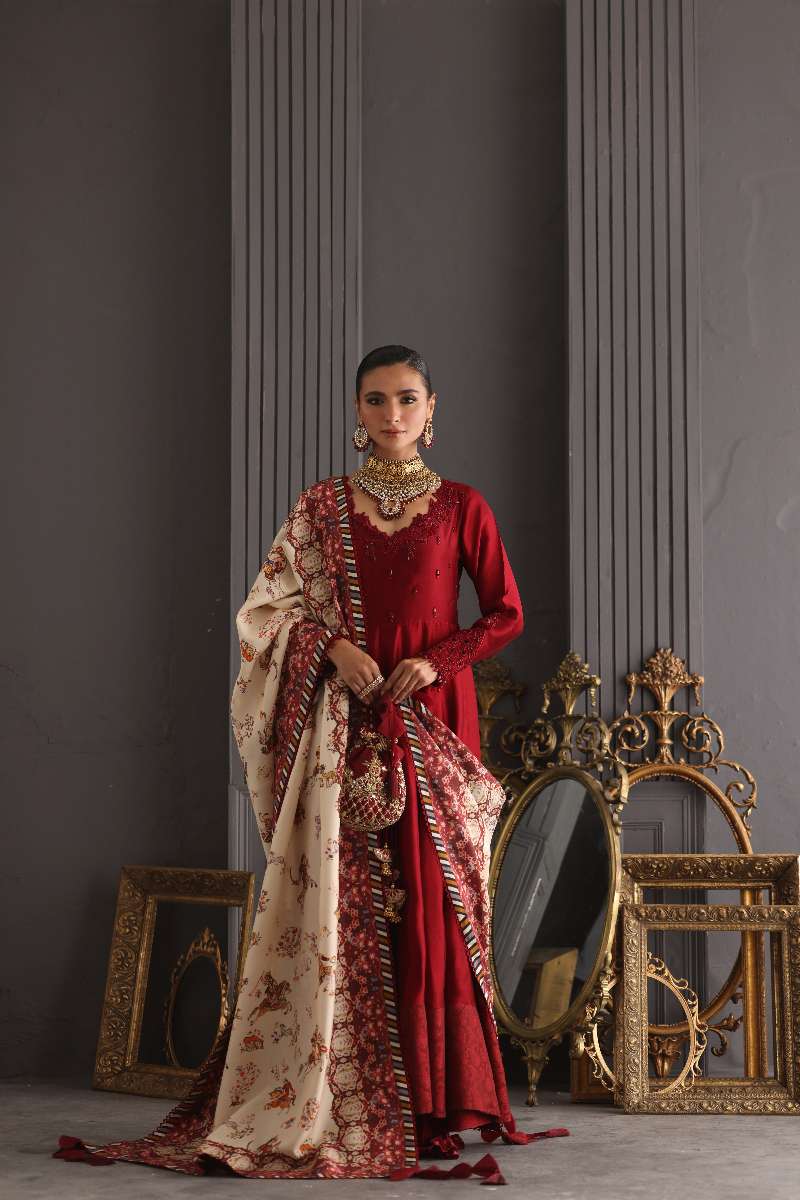 Deepak Perwani - Chiffon & Pure Raw Silk Formal Suit For Women - 3 Piece