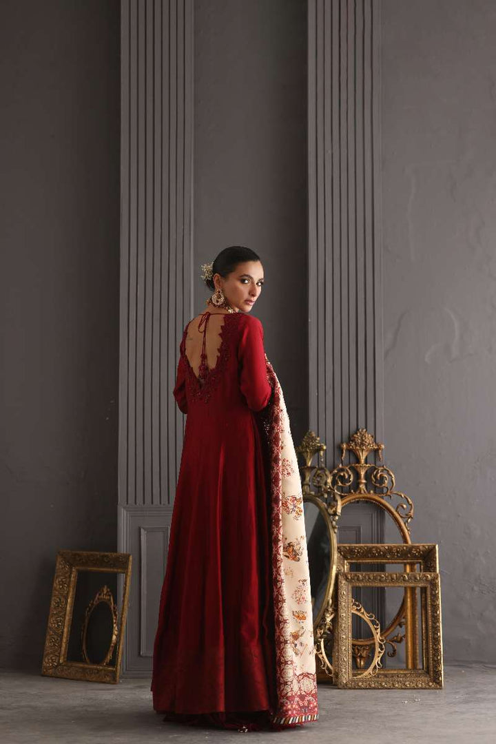 Deepak Perwani - Chiffon & Pure Raw Silk Formal Suit For Women - 3 Piece