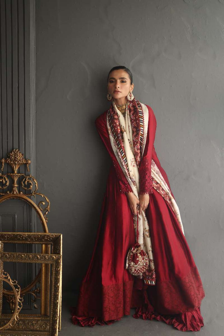 Deepak Perwani - Chiffon & Pure Raw Silk Formal Suit For Women - 3 Piece