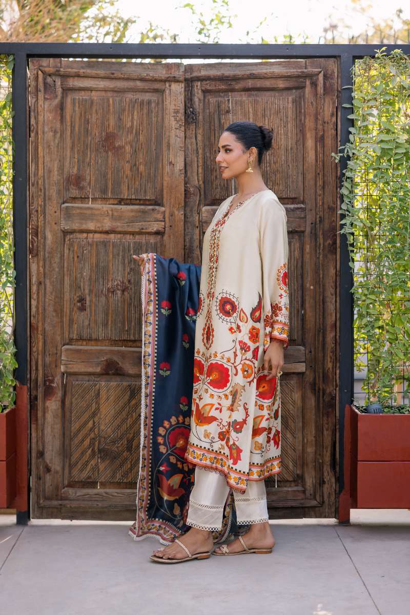 Deepak Perwani - Silk Suit For Women - 3 Piece