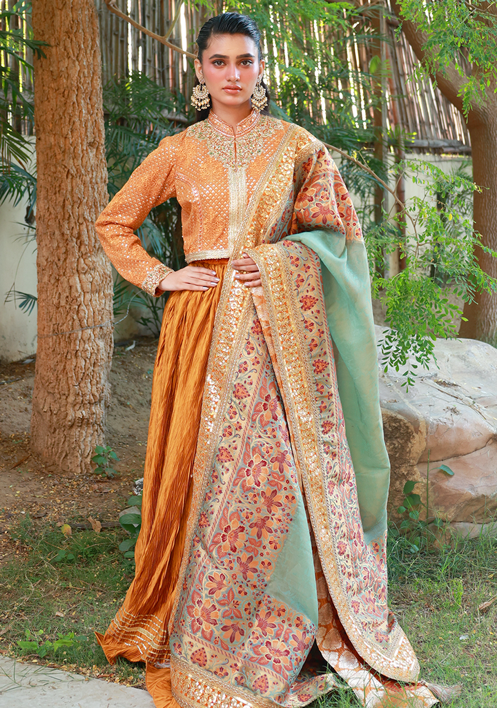 Huma Adnan - Lunaira - Silk - Mustard - 3 Piece