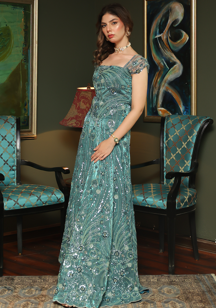 Huma Adnan - Zareyah - Net - Sea Green