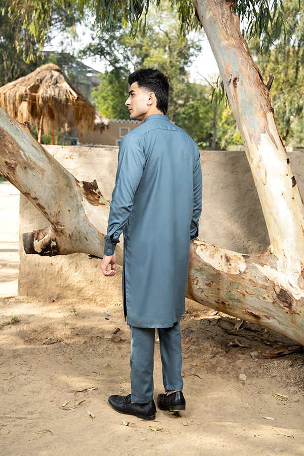 Arif Ashraf - Pacific Blue Kurta Trouser - 2 Piece