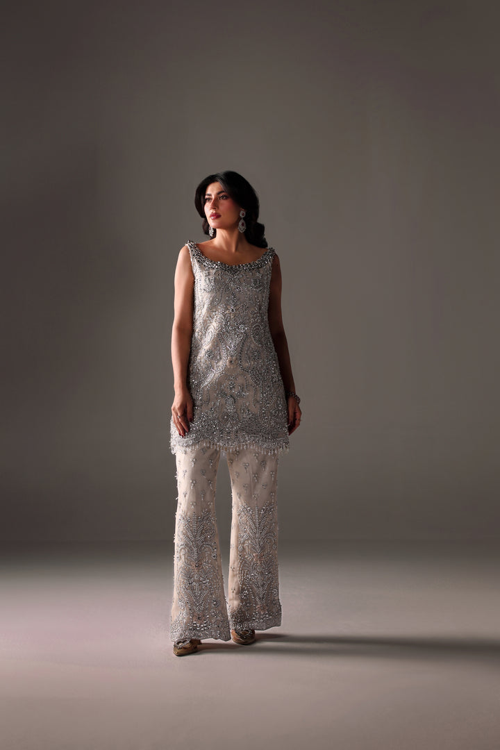 Reema Ahsan - Oria Net Suit For Women - Ivory - 2 Piece