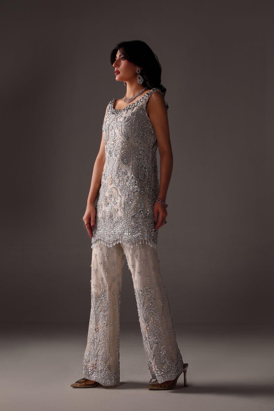 Reema Ahsan - Oria Net Suit For Women - Ivory - 2 Piece