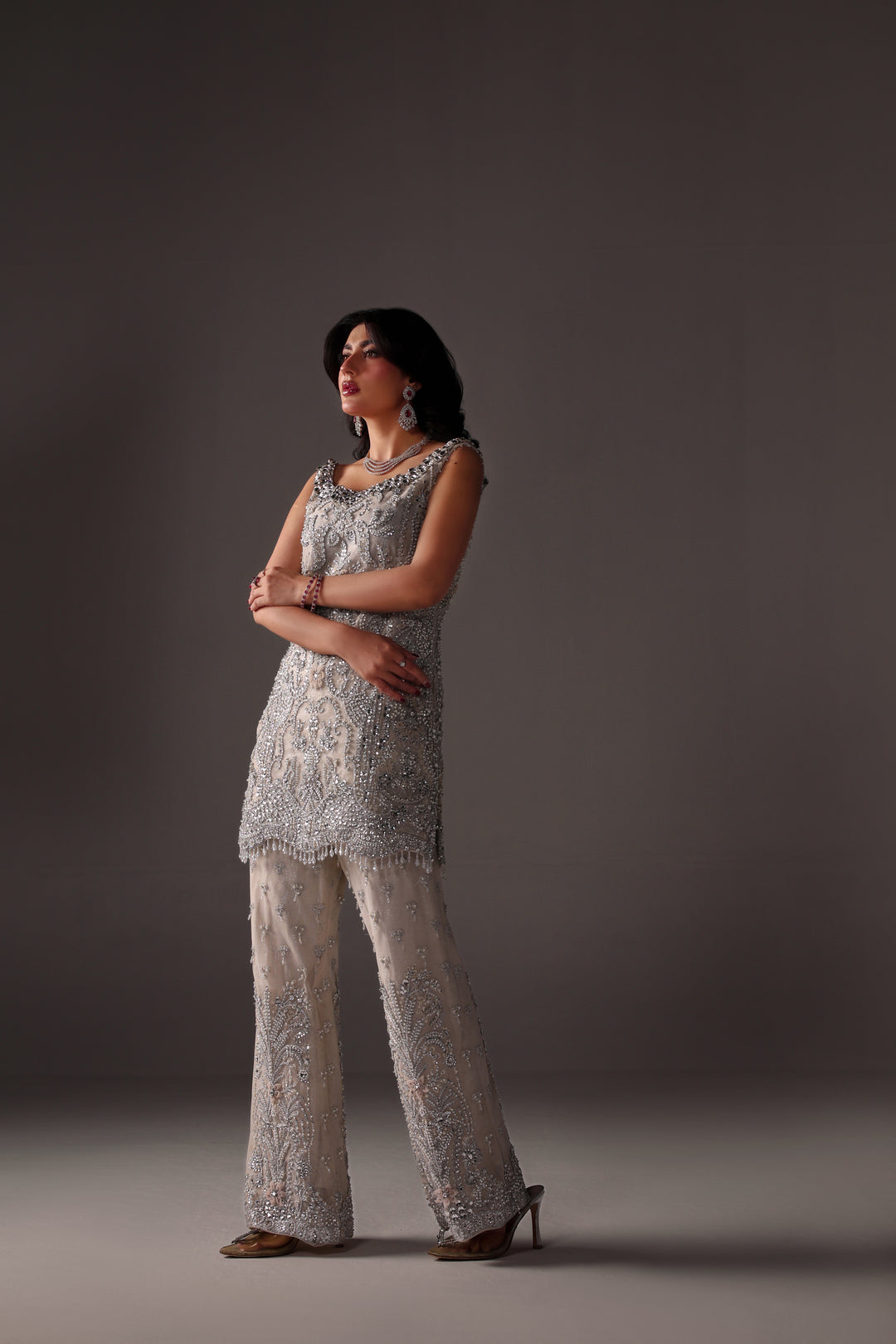 Reema Ahsan - Oria Net Suit For Women - Ivory - 2 Piece