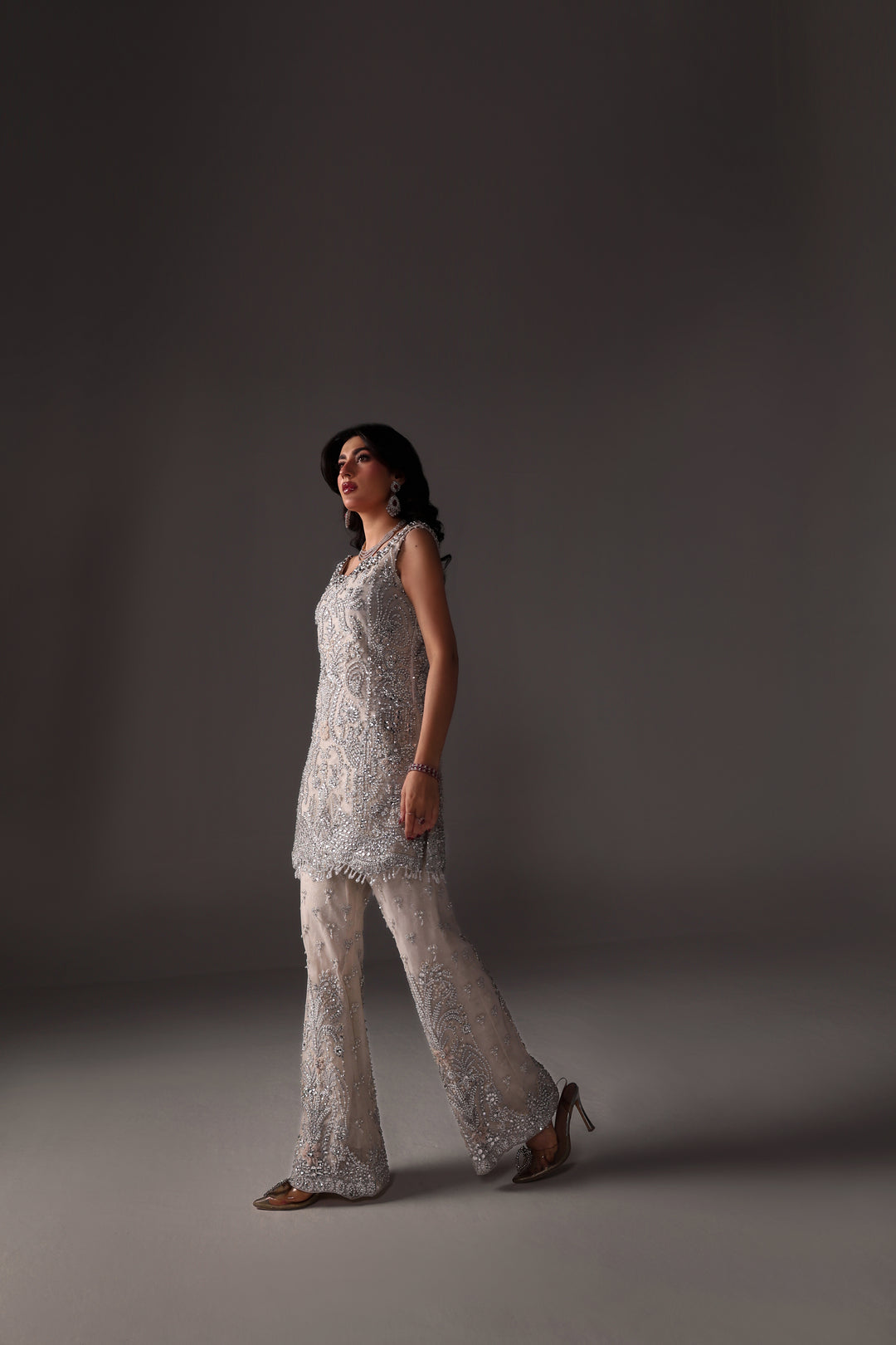 Reema Ahsan - Oria Net Suit For Women - Ivory - 2 Piece