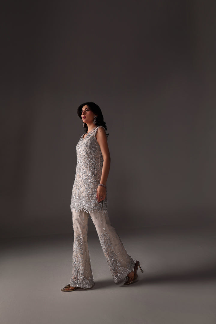 Reema Ahsan - Oria Net Suit For Women - Ivory - 2 Piece