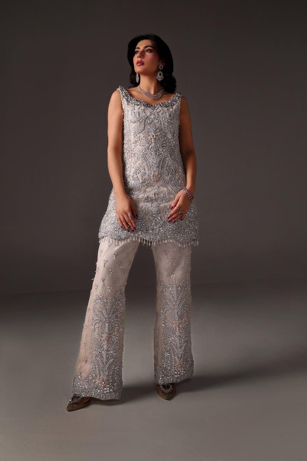 Reema Ahsan - Oria Net Suit For Women - Ivory - 2 Piece