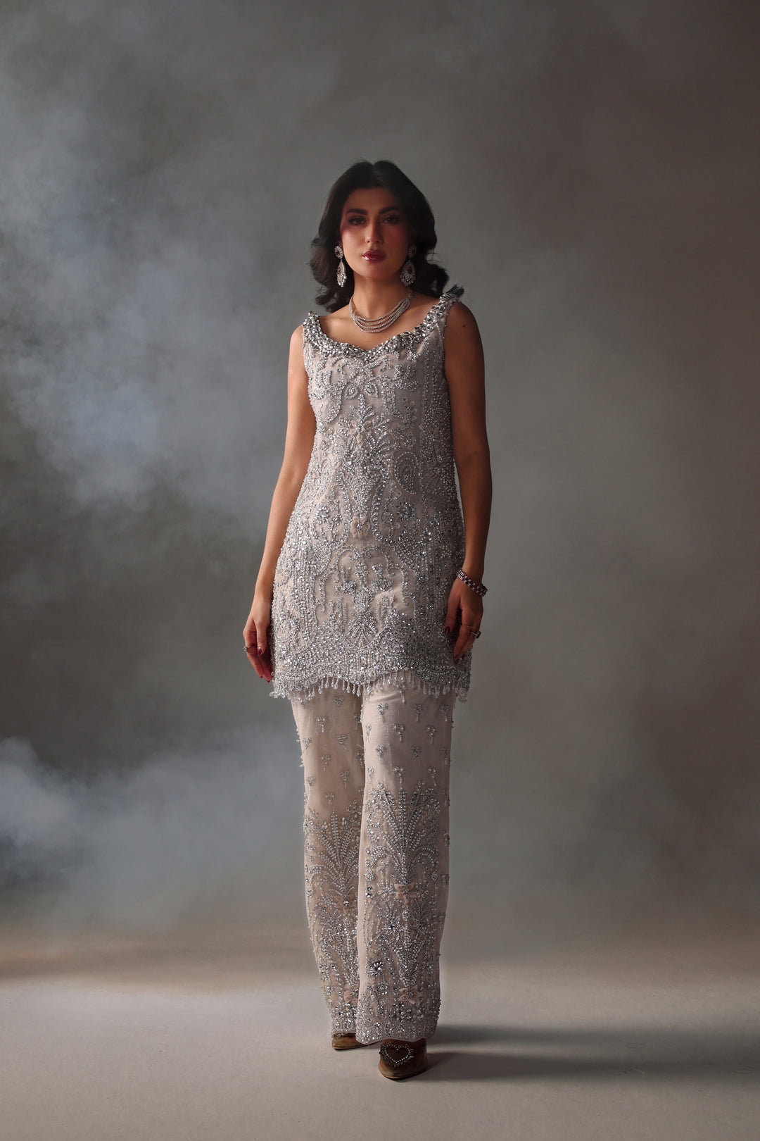 Reema Ahsan - Oria Net Suit For Women - Ivory - 2 Piece