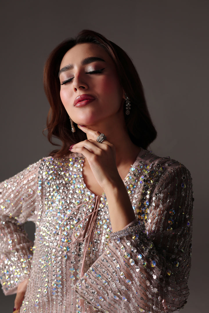 Reema Ahsan - Miran Net & Rawsilk Suit For Women - Pink - 2 Piece