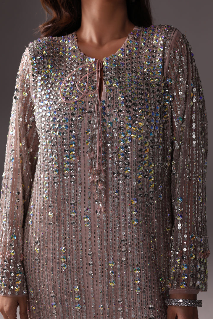 Reema Ahsan - Miran Net & Rawsilk Suit For Women - Pink - 2 Piece