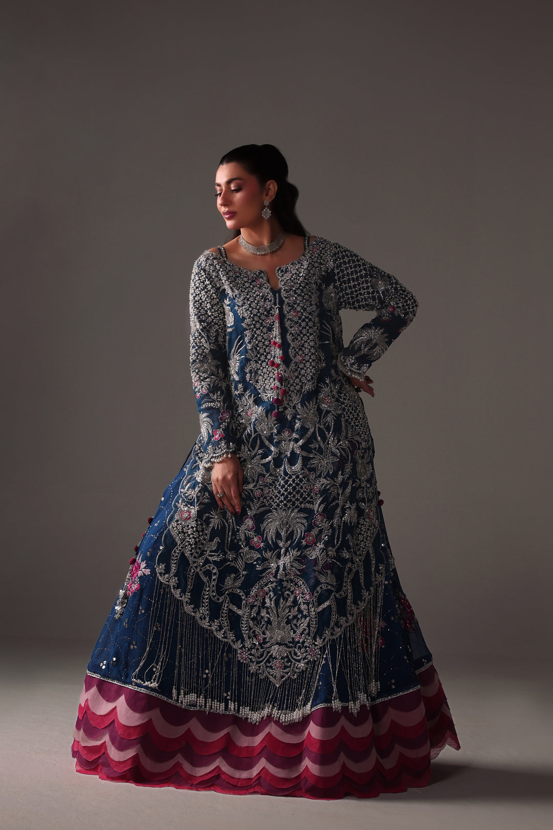 Reema Ahsan - Parisa Organza & Mukesh Chiffon Suit For Women - Teal - 3 Piece