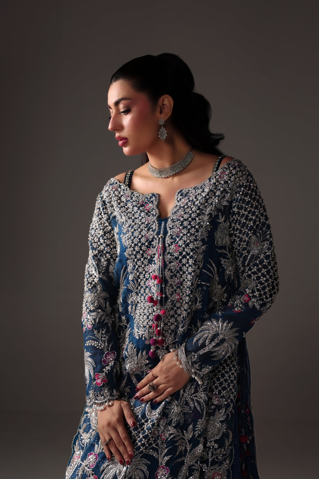 Reema Ahsan - Parisa Organza & Mukesh Chiffon Suit For Women - Teal - 3 Piece