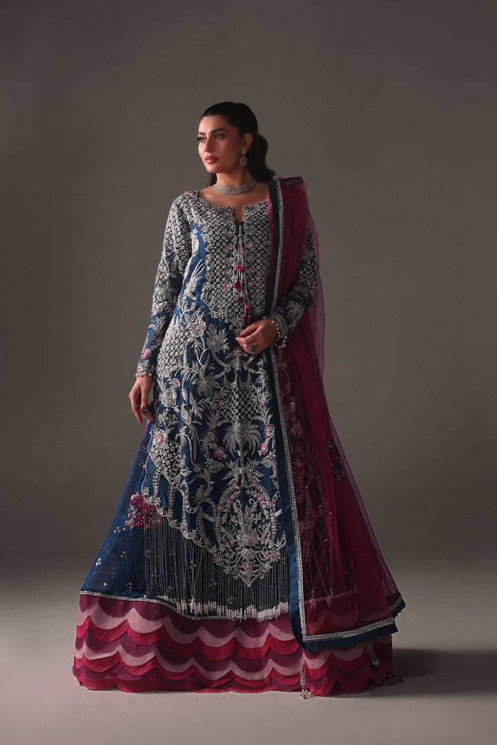 Reema Ahsan - Parisa Organza & Mukesh Chiffon Suit For Women - Teal - 3 Piece