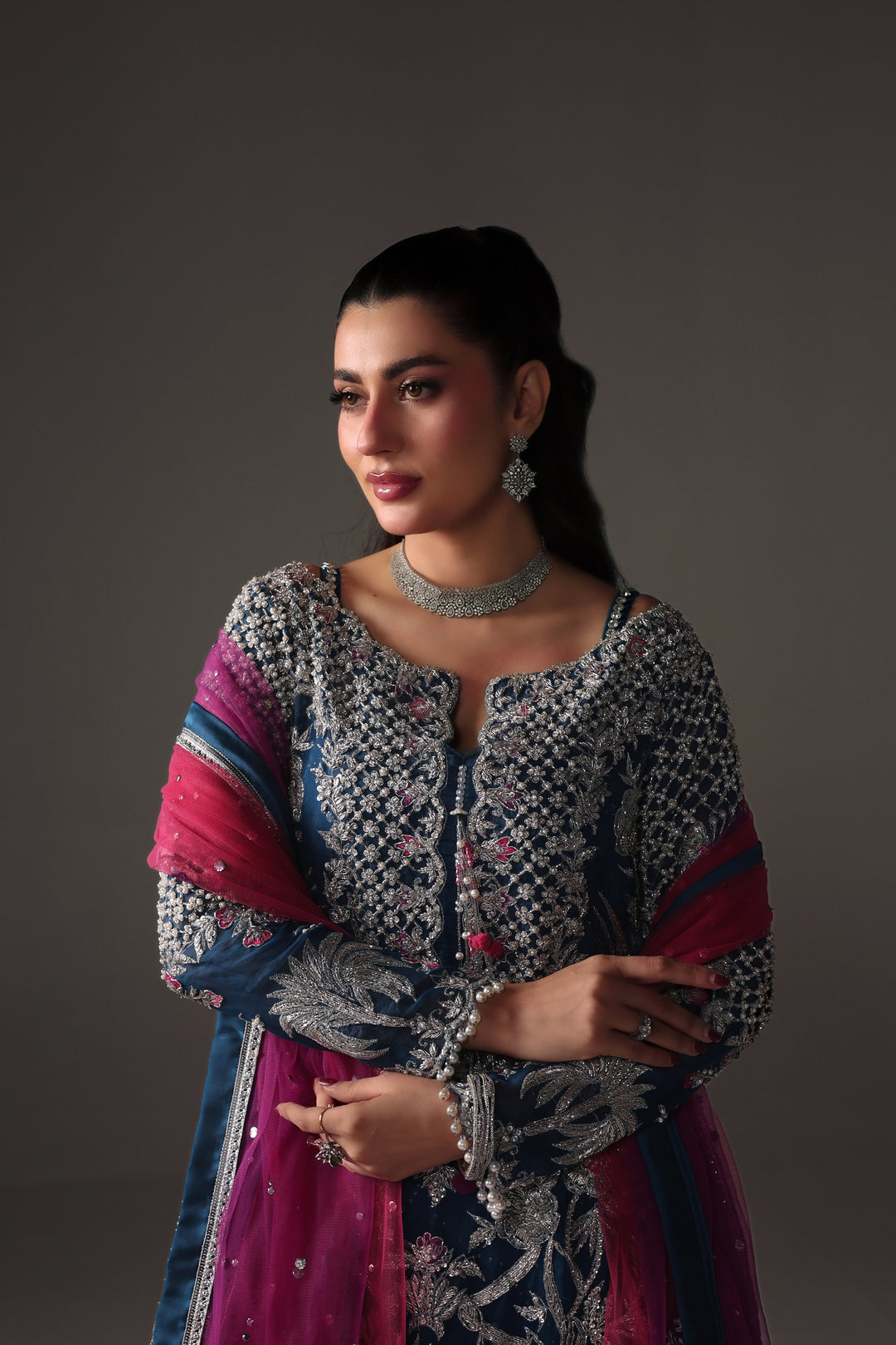 Reema Ahsan - Parisa Organza & Mukesh Chiffon Suit For Women - Teal - 3 Piece