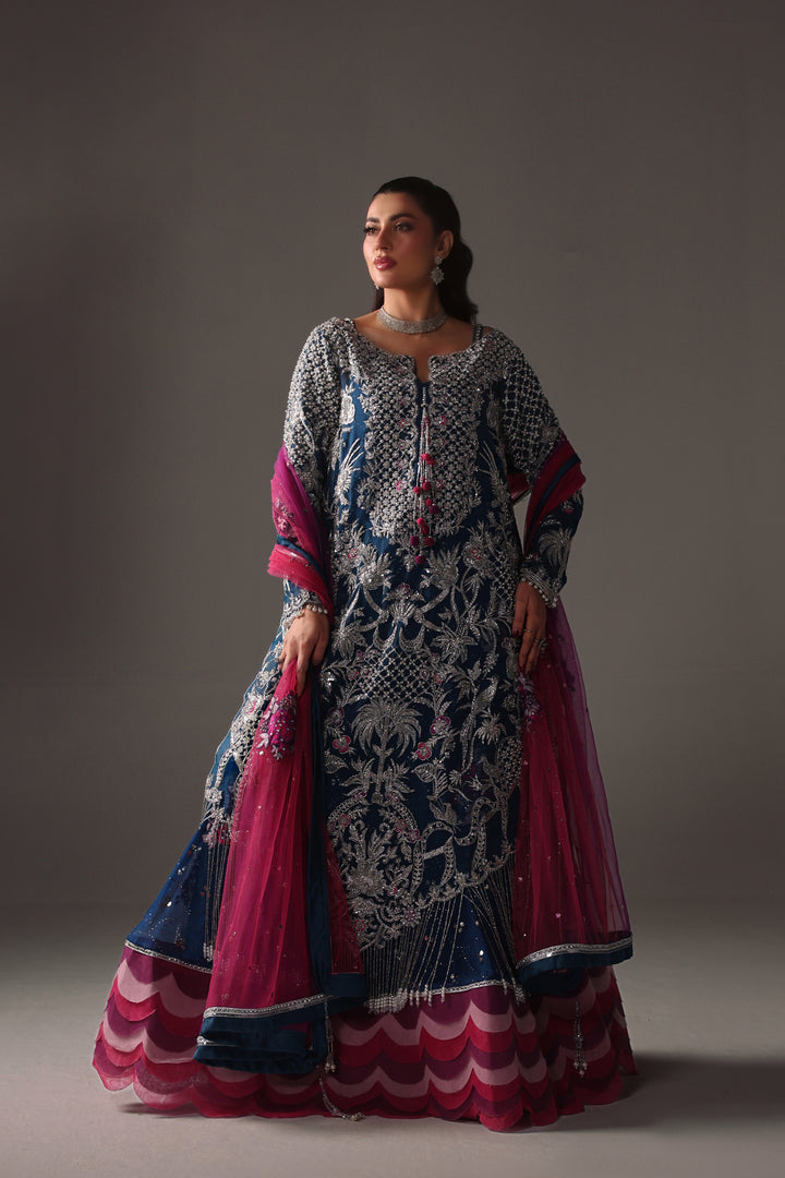 Reema Ahsan - Parisa Organza & Mukesh Chiffon Suit For Women - Teal - 3 Piece