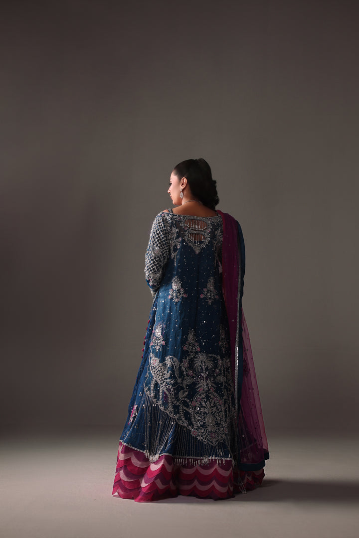 Reema Ahsan - Parisa Organza & Mukesh Chiffon Suit For Women - Teal - 3 Piece