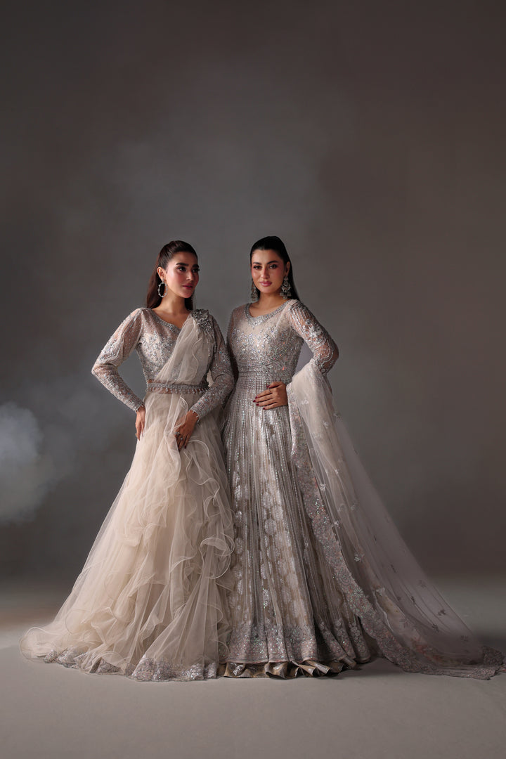 Reema Ahsan - Emily Net Lehenga Choli For Women - White - 2 Piece