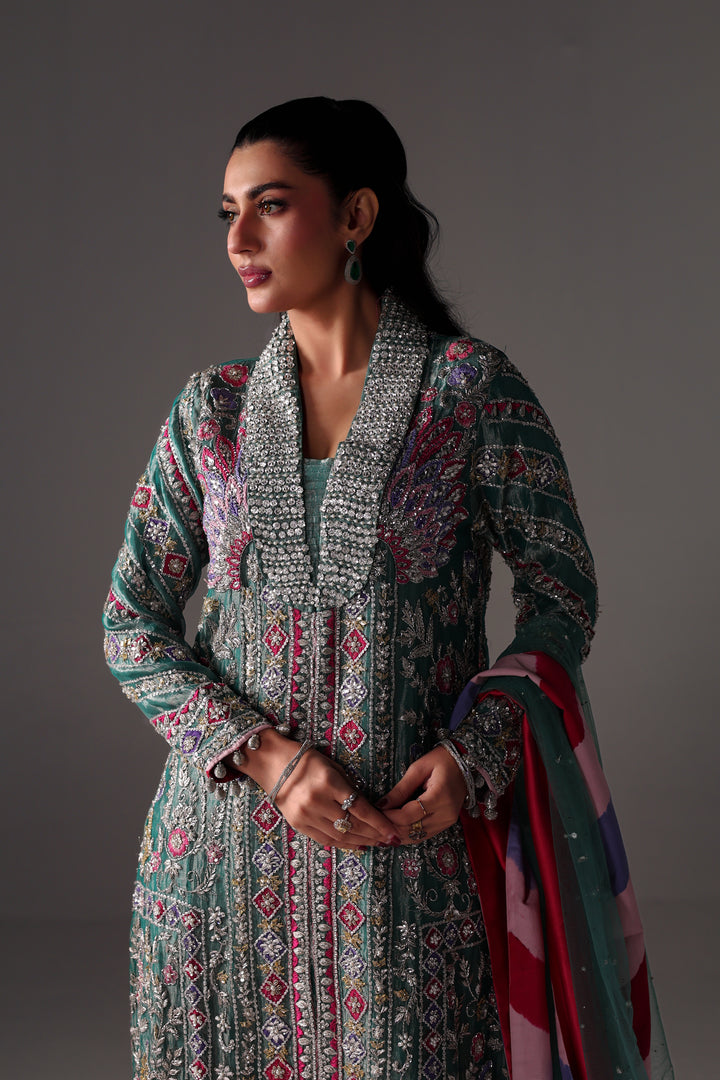 Reema Ahsan - Elia Tissue & Rawsilk Suit For Women - Green - 3 Piece