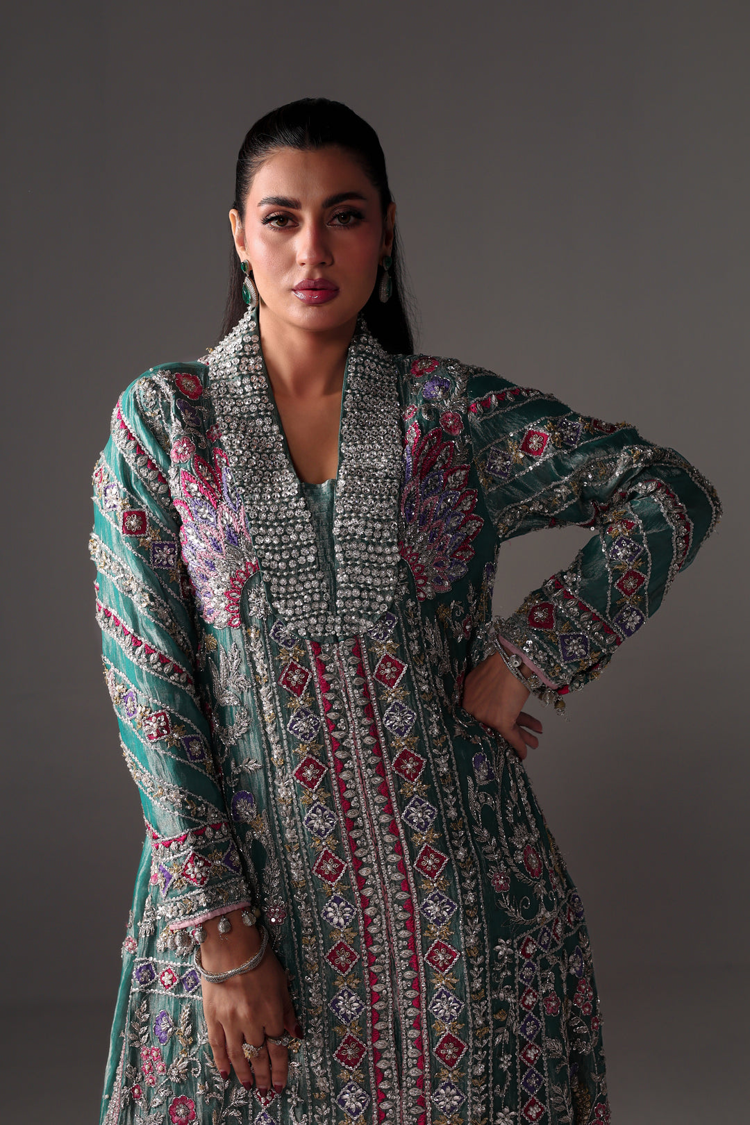 Reema Ahsan - Elia Tissue & Rawsilk Suit For Women - Green - 3 Piece