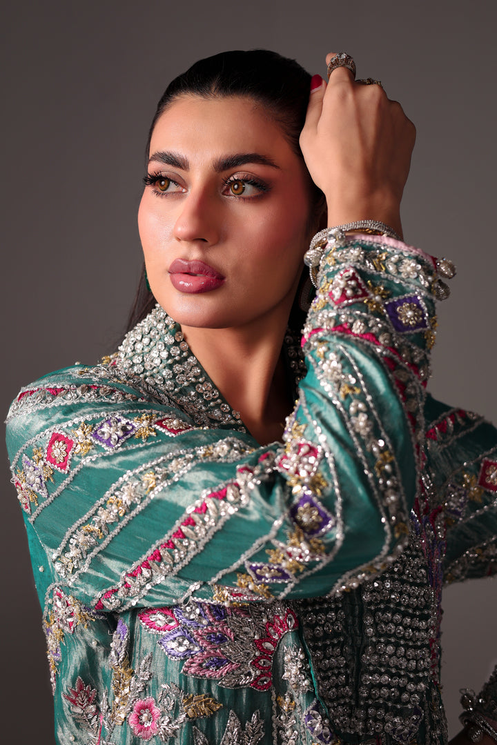 Reema Ahsan - Elia Tissue & Rawsilk Suit For Women - Green - 3 Piece