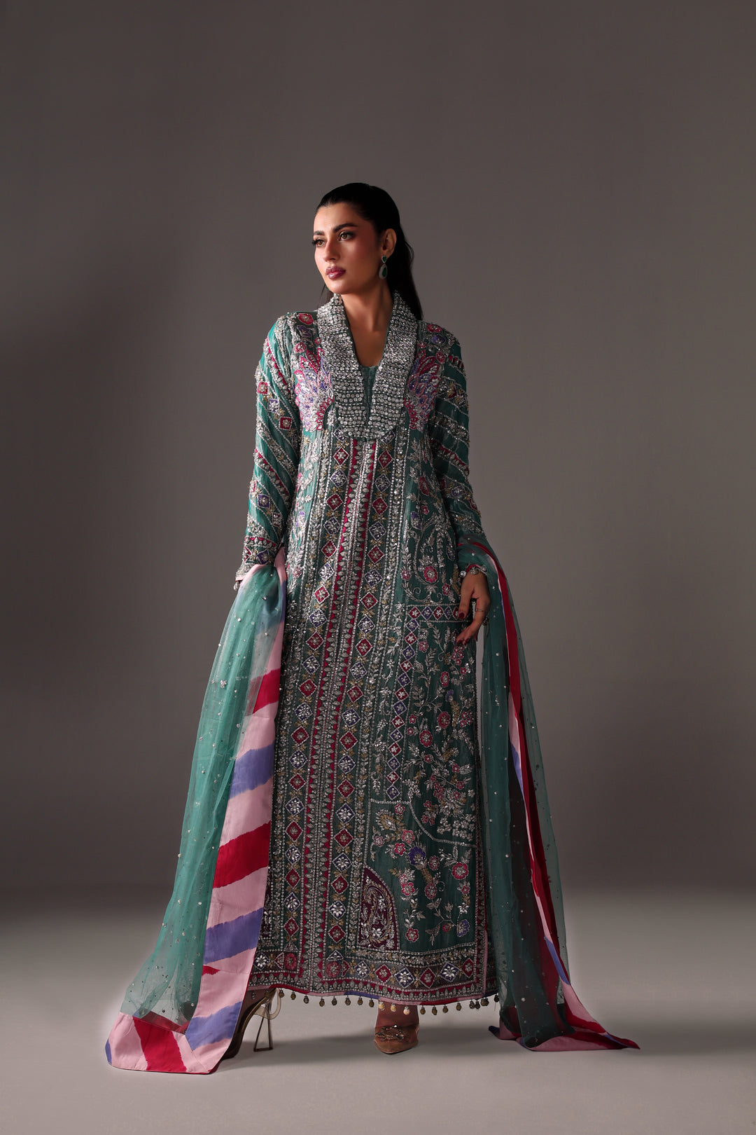 Reema Ahsan - Elia Tissue & Rawsilk Suit For Women - Green - 3 Piece