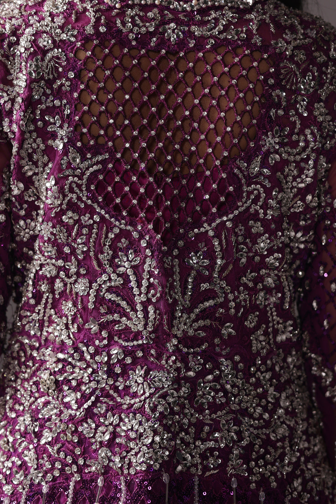 Reema Ahsan - Ava Net & Silk Jacket Dress For Women - Purple - 2 Piece